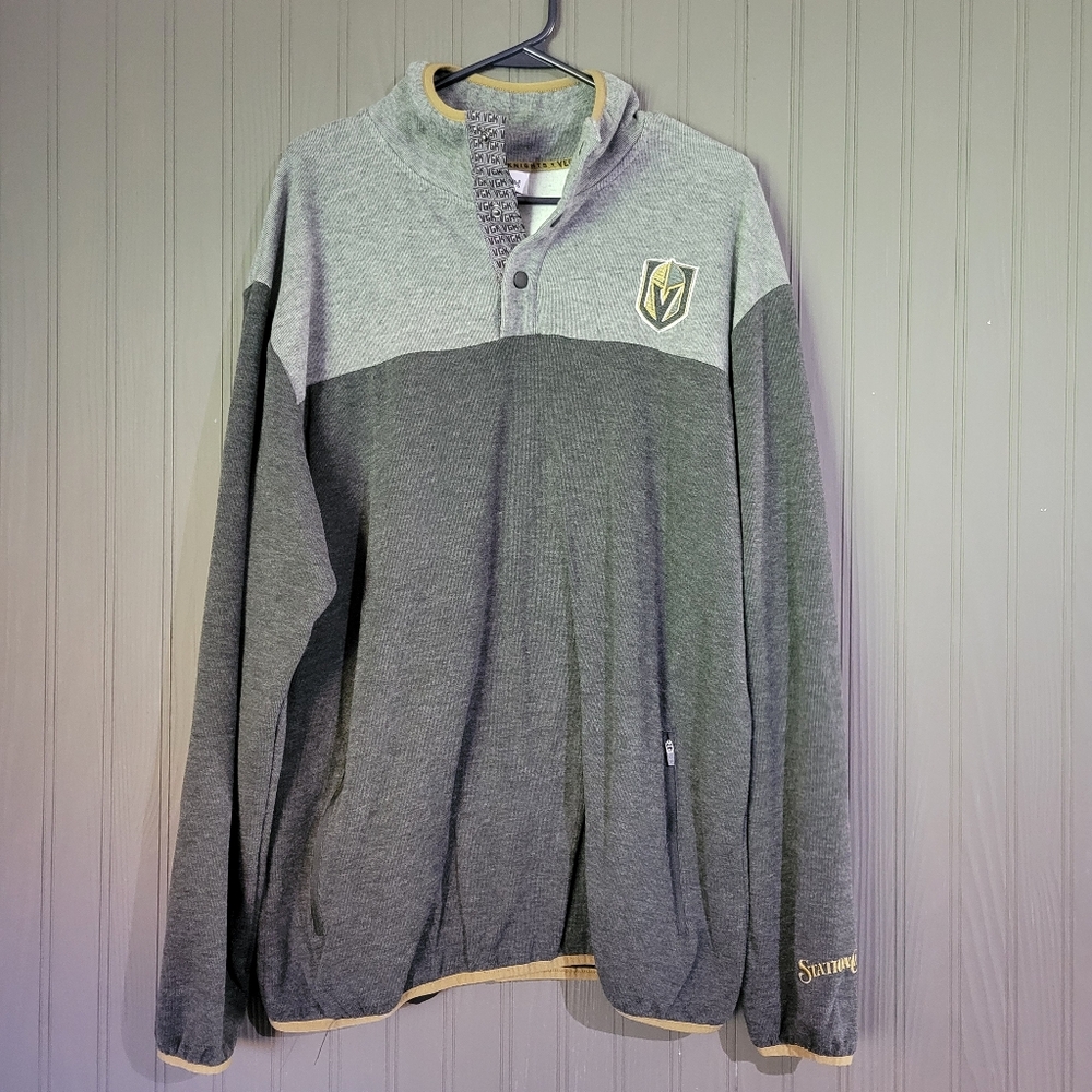 Las Vegas Golden Knights Station Casinos  Sweater 1/4 Button Gray Mens SZ XL NHL